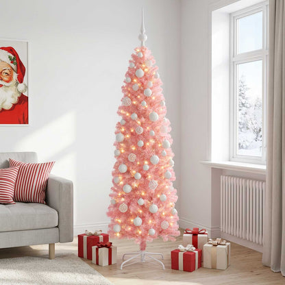 Artificial Slim Christmas Tree with Bauble 180 cm 300 LEDs