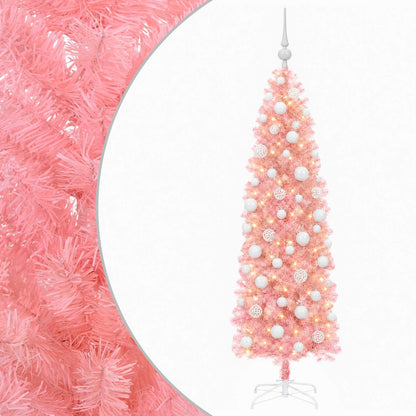 Artificial Slim Christmas Tree with Bauble 180 cm 300 LEDs