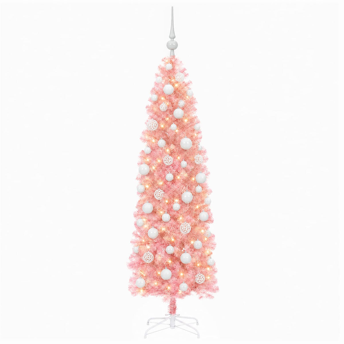 Artificial Slim Christmas Tree with Bauble 180 cm 300 LEDs