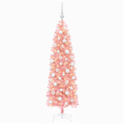 Artificial Slim Christmas Tree with Bauble 180 cm 300 LEDs