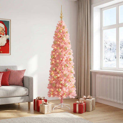 Artificial Slim Christmas Tree with Bauble 240 cm 300 LEDs