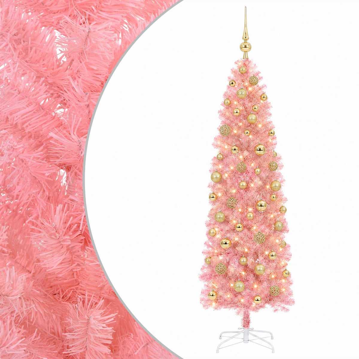 Artificial Slim Christmas Tree with Bauble 240 cm 300 LEDs