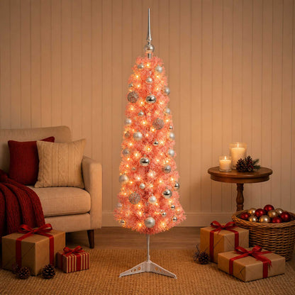 Artificial Slim Christmas Tree with Bauble 150 cm 150 LEDs