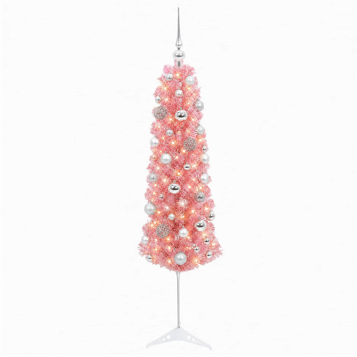 Artificial Slim Christmas Tree with Bauble 150 cm 150 LEDs