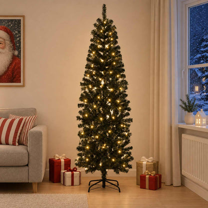 Artificial Slim Christmas Tree 180 cm 300 LEDs Warm White