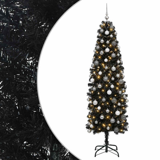Artificial Slim Christmas Tree with Bauble 180 cm 300 LEDs