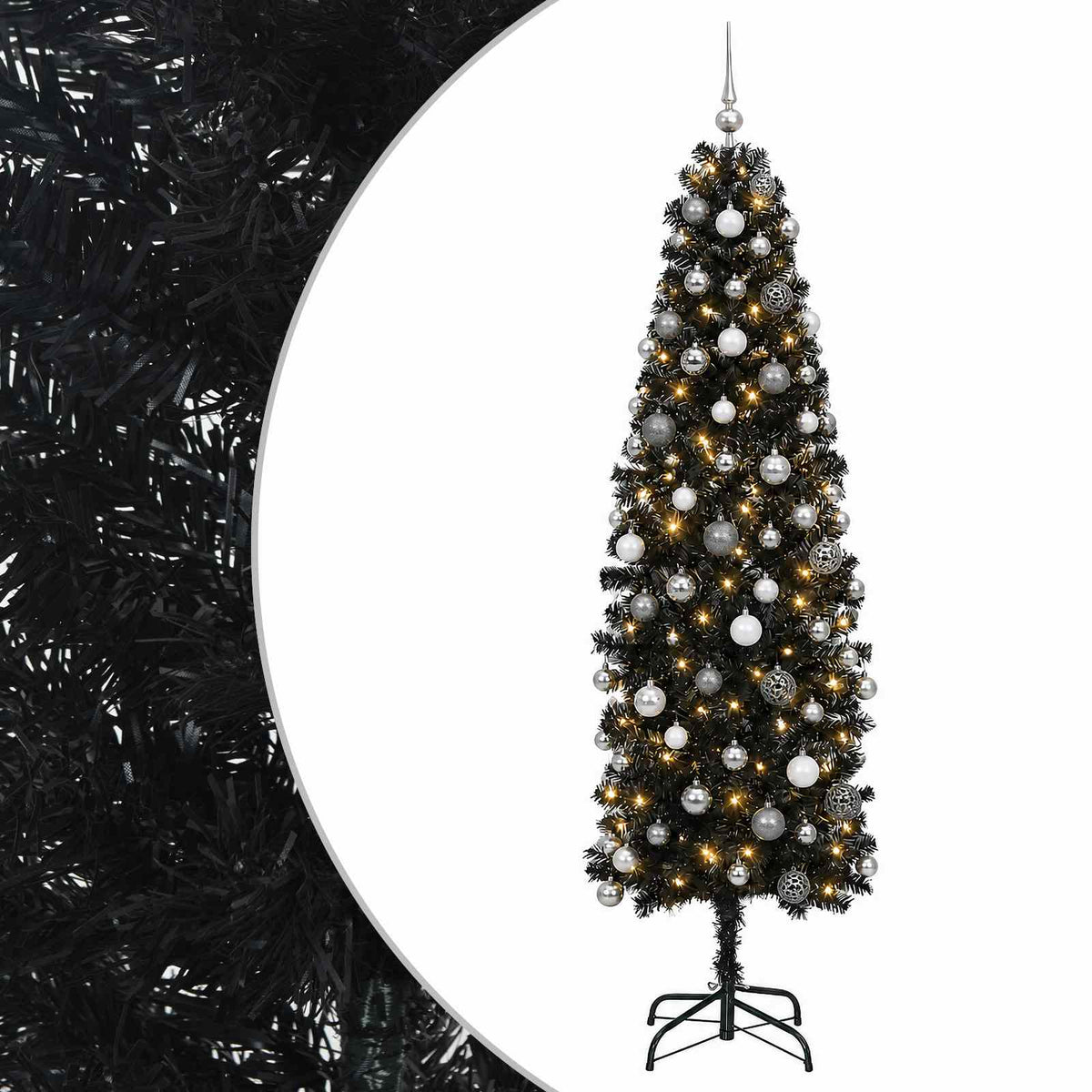 Artificial Slim Christmas Tree with Bauble 240 cm 300 LEDs