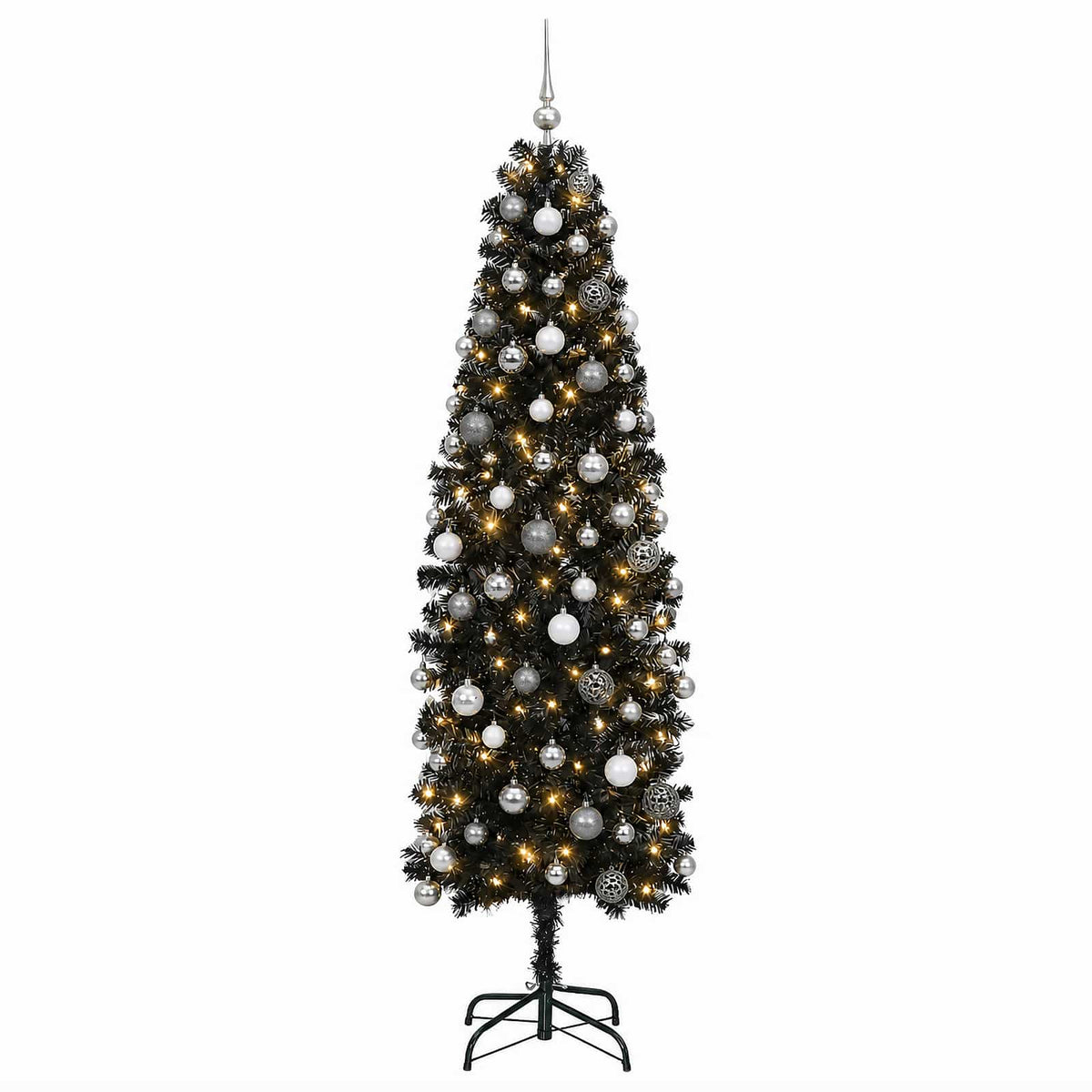 Artificial Slim Christmas Tree with Bauble 240 cm 300 LEDs