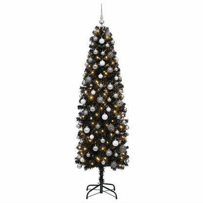 Artificial Slim Christmas Tree with Bauble 240 cm 300 LEDs