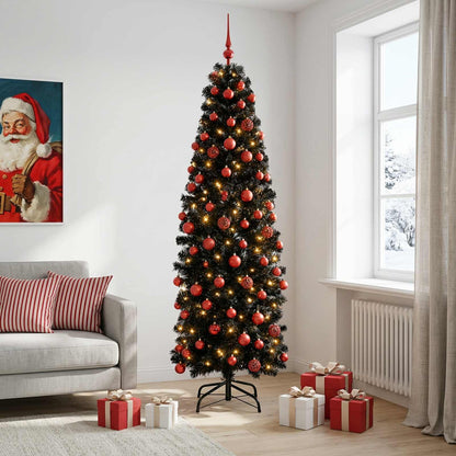 Artificial Slim Christmas Tree with Bauble 240 cm 300 LEDs
