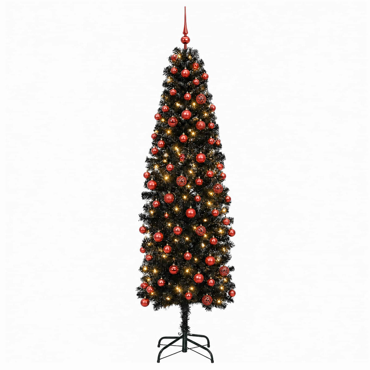 Artificial Slim Christmas Tree with Bauble 240 cm 300 LEDs