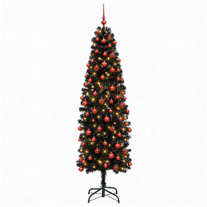 Artificial Slim Christmas Tree with Bauble 240 cm 300 LEDs