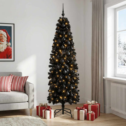 Artificial Slim Christmas Tree with Bauble 210 cm 300 LEDs