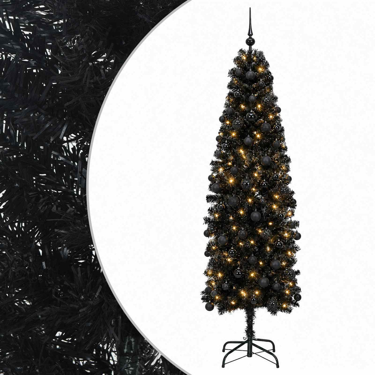 Artificial Slim Christmas Tree with Bauble 180 cm 300 LEDs