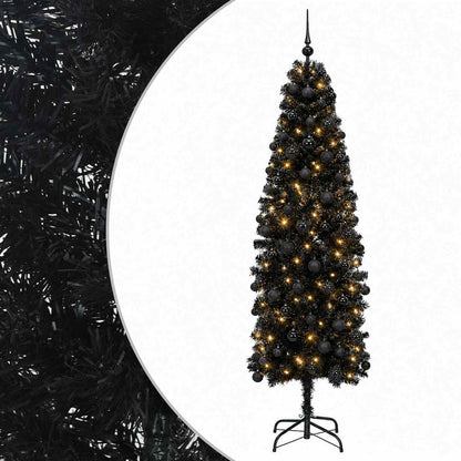Artificial Slim Christmas Tree with Bauble 180 cm 300 LEDs