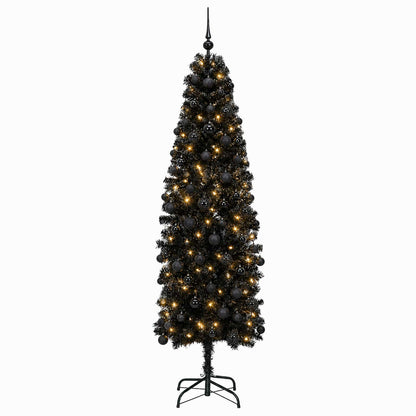 Artificial Slim Christmas Tree with Bauble 210 cm 300 LEDs