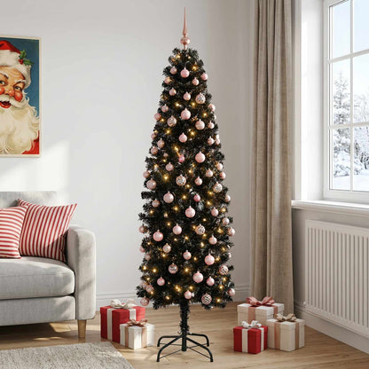Artificial Slim Christmas Tree with Bauble 210 cm 300 LEDs