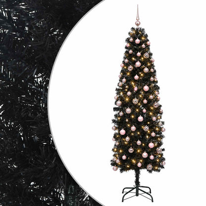 Artificial Slim Christmas Tree with Bauble 180 cm 300 LEDs