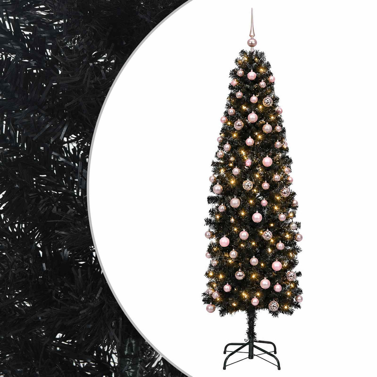Artificial Slim Christmas Tree with Bauble 210 cm 300 LEDs
