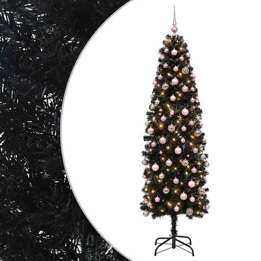 Artificial Slim Christmas Tree with Bauble 210 cm 300 LEDs