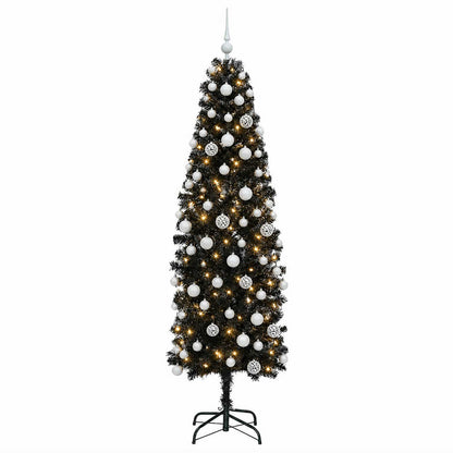 Artificial Slim Christmas Tree with Bauble 210 cm 300 LEDs