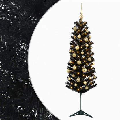 Artificial Slim Christmas Tree with Bauble 150 cm 150 LEDs