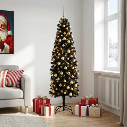 Artificial Slim Christmas Tree with Bauble 210 cm 300 LEDs