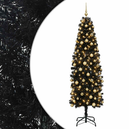 Artificial Slim Christmas Tree with Bauble 210 cm 300 LEDs