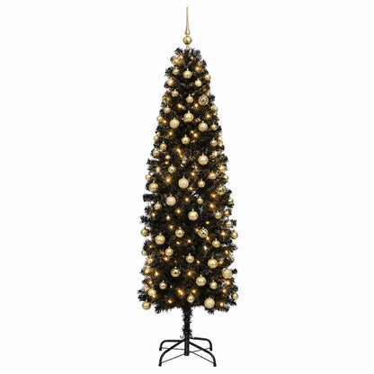 Artificial Slim Christmas Tree with Bauble 210 cm 300 LEDs