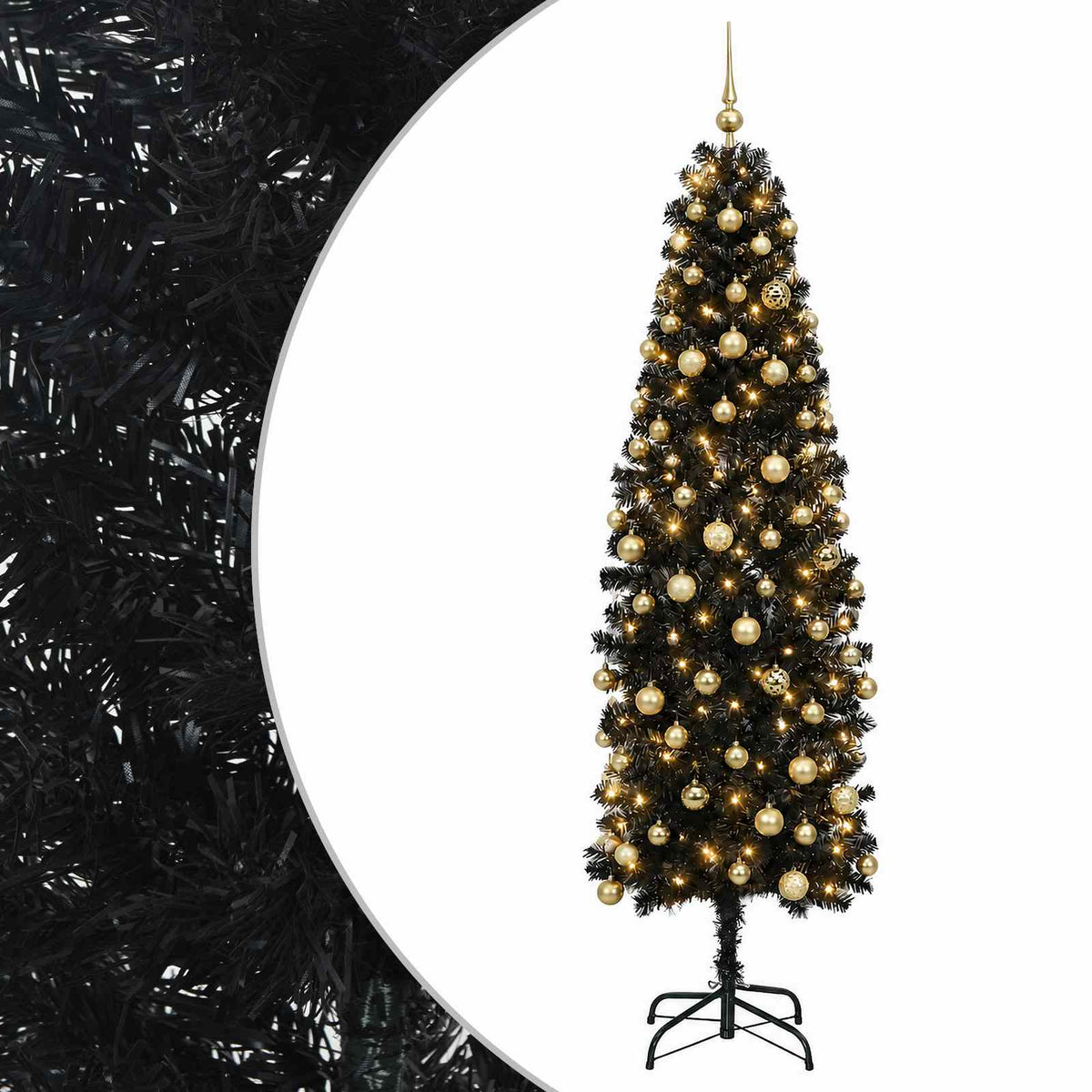 Artificial Slim Christmas Tree with Bauble 240 cm 300 LEDs