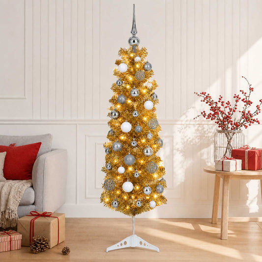 Artificial Slim Christmas Tree with Bauble 150 cm 150 LEDs