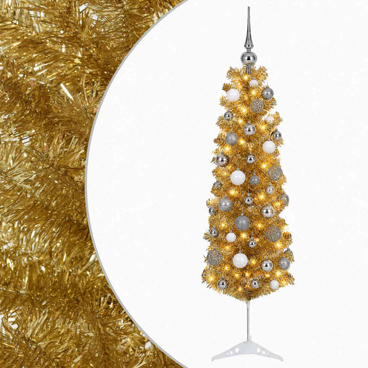 Artificial Slim Christmas Tree with Bauble 150 cm 150 LEDs