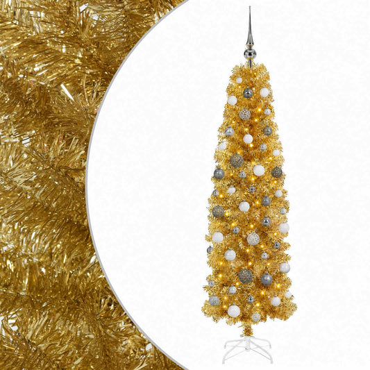 Artificial Slim Christmas Tree with Bauble 180 cm 300 LEDs