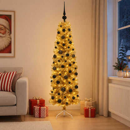 Artificial Slim Christmas Tree with Bauble 180 cm 300 LEDs