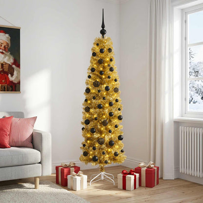 Artificial Slim Christmas Tree with Bauble 180 cm 300 LEDs