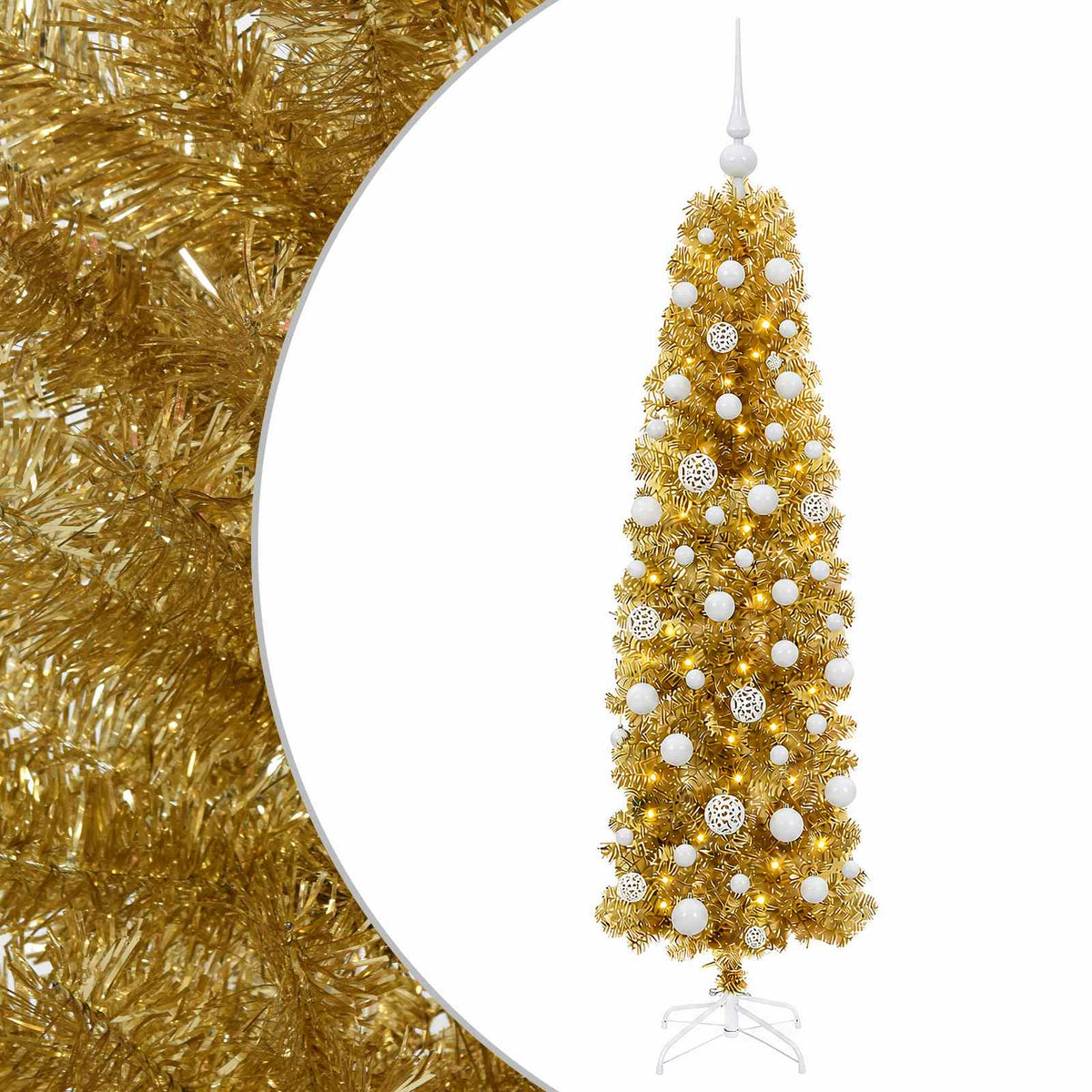 Artificial Slim Christmas Tree with Bauble 180 cm 300 LEDs