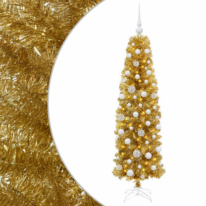 Artificial Slim Christmas Tree with Bauble 180 cm 300 LEDs