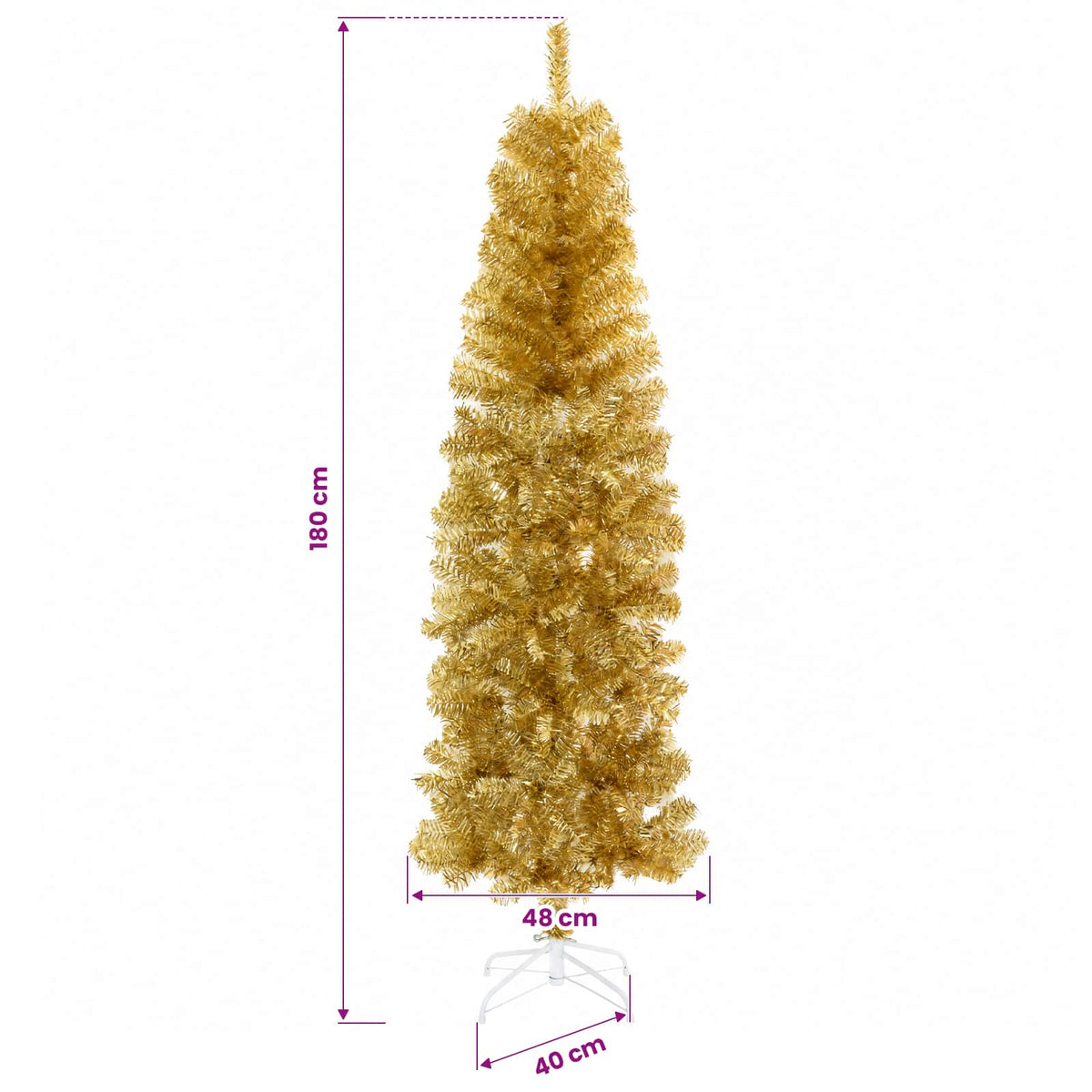 Artificial Slim Christmas Tree with Bauble 180 cm 300 LEDs