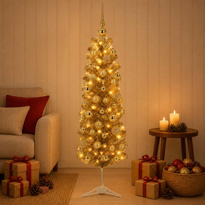 Artificial Slim Christmas Tree with Bauble 150 cm 150 LEDs