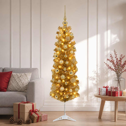 Artificial Slim Christmas Tree with Bauble 150 cm 150 LEDs