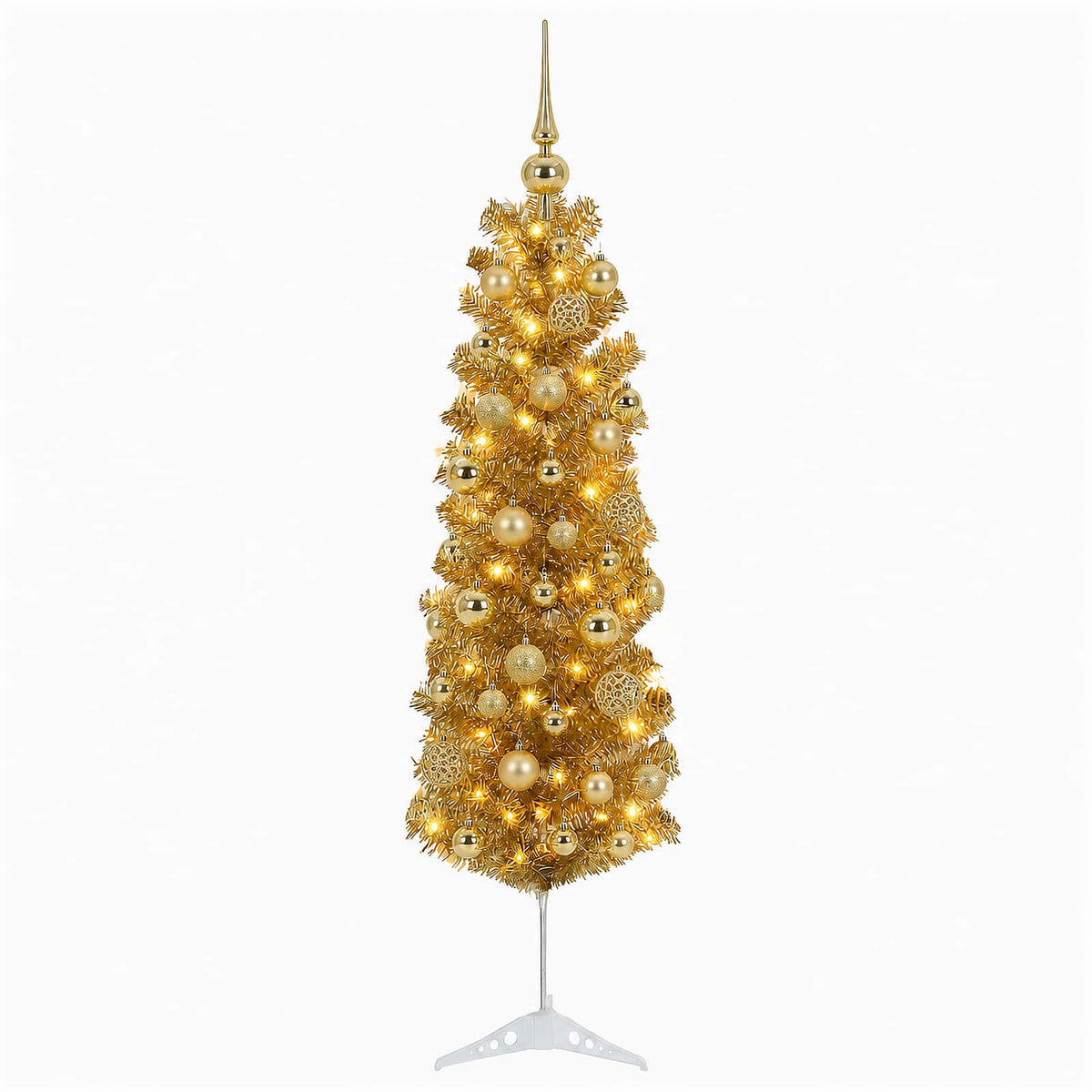 Artificial Slim Christmas Tree with Bauble 150 cm 150 LEDs
