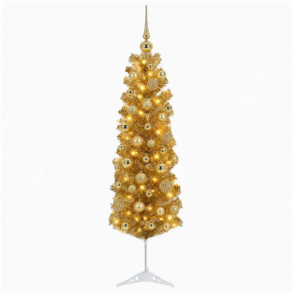 Artificial Slim Christmas Tree with Bauble 150 cm 150 LEDs