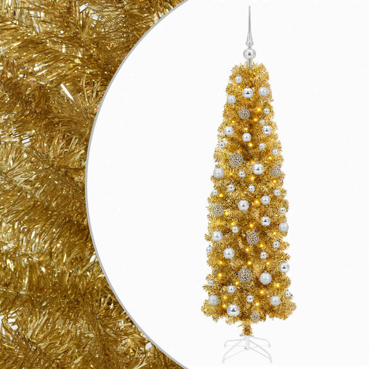 Artificial Slim Christmas Tree with Bauble 180 cm 300 LEDs
