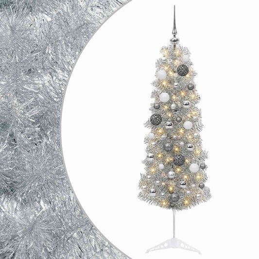 Artificial Slim Christmas Tree with Bauble 150 cm 150 LEDs