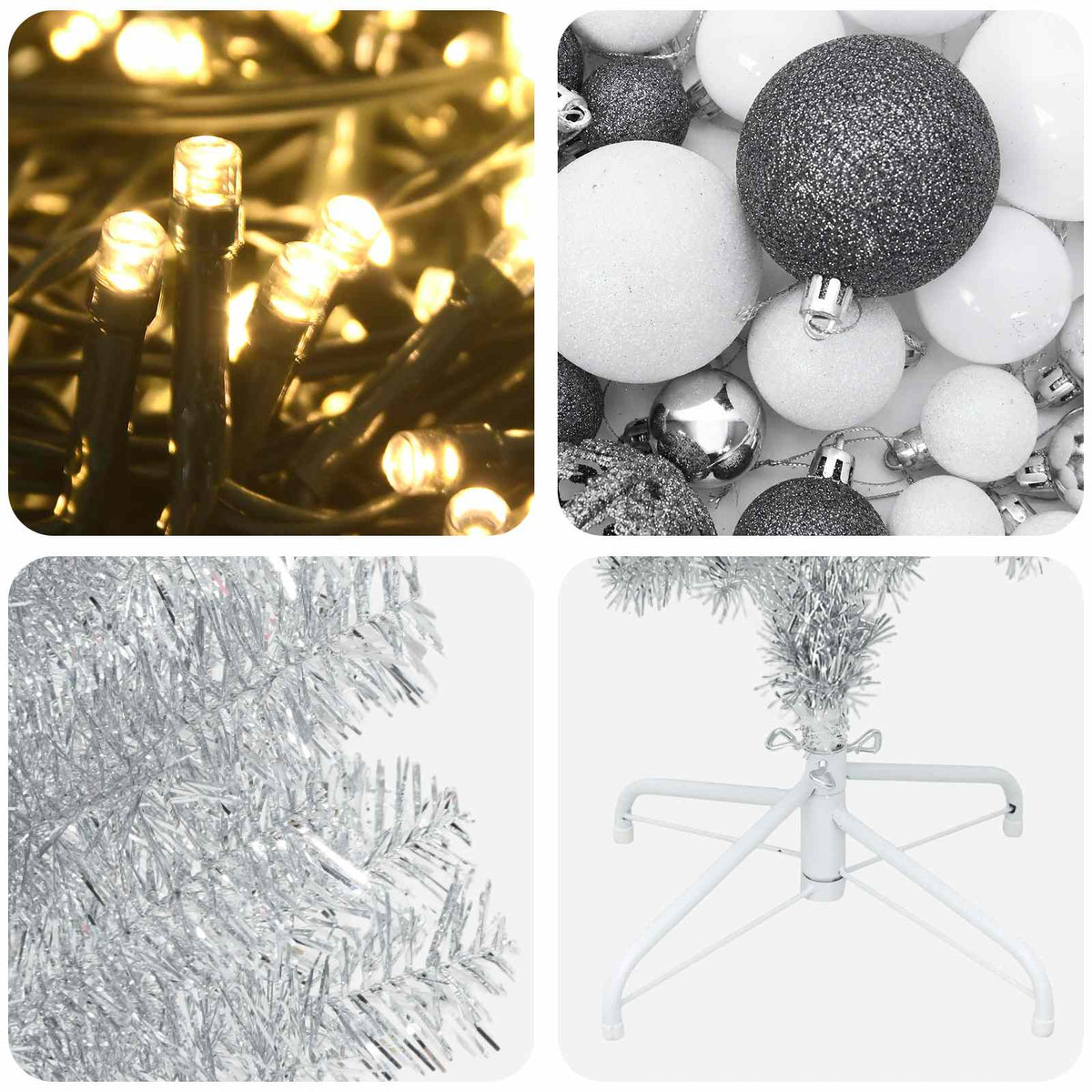 Artificial Slim Christmas Tree with Bauble 240 cm 300 LEDs