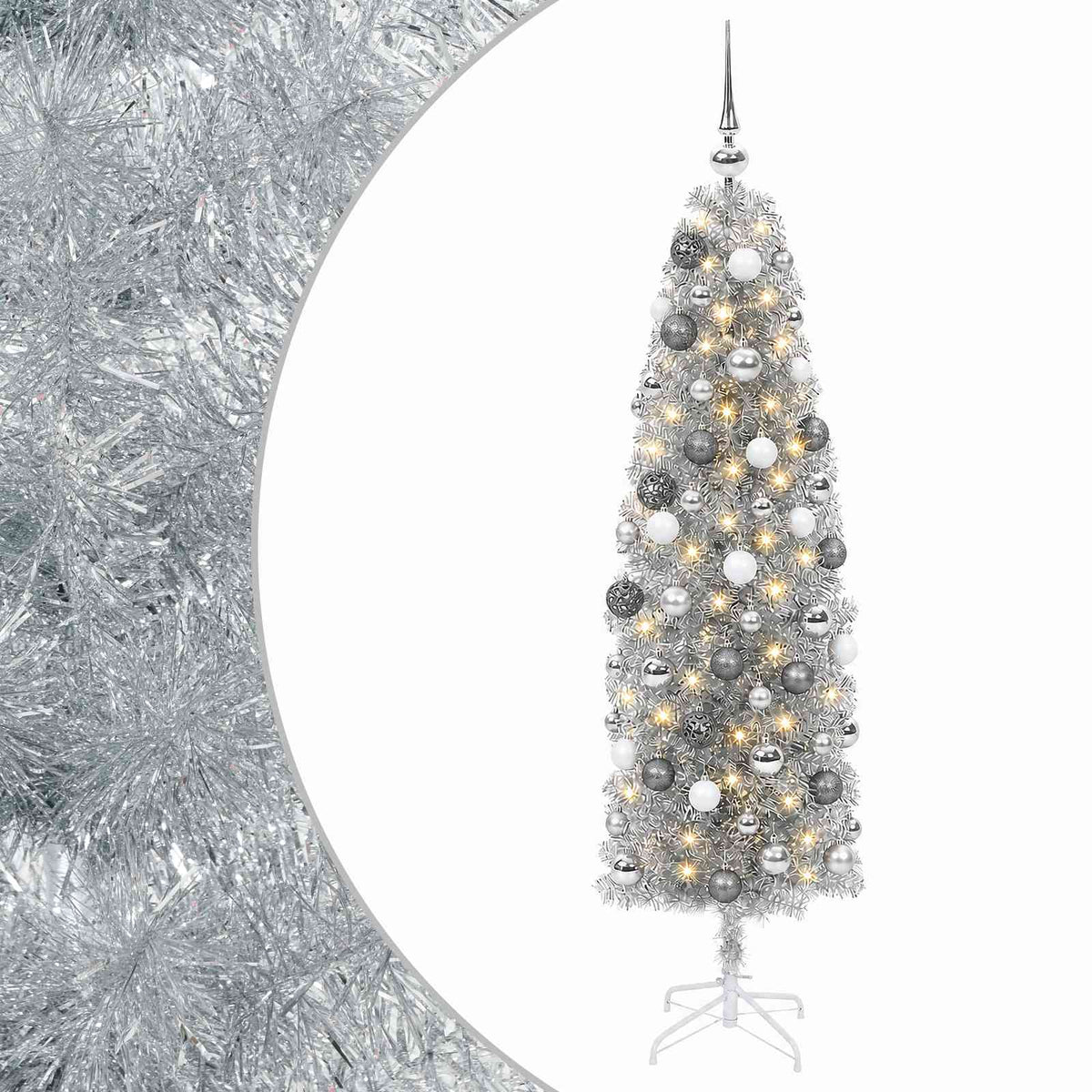 Artificial Slim Christmas Tree with Bauble 240 cm 300 LEDs