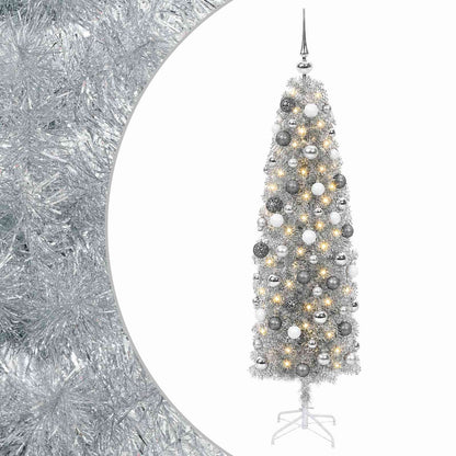 Artificial Slim Christmas Tree with Bauble 240 cm 300 LEDs