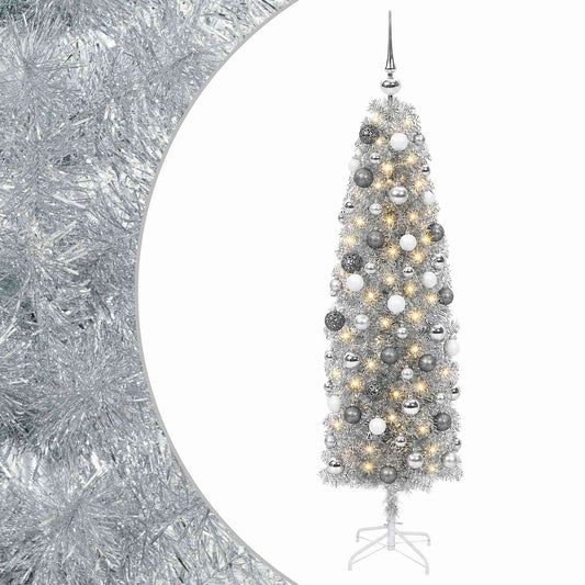 Artificial Slim Christmas Tree with Bauble 240 cm 300 LEDs