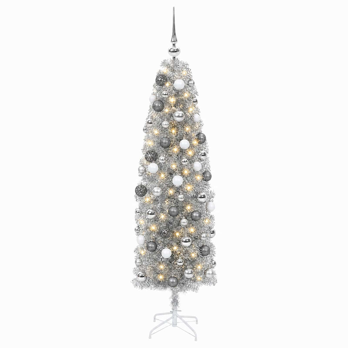 Artificial Slim Christmas Tree with Bauble 240 cm 300 LEDs