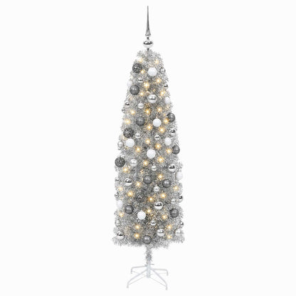 Artificial Slim Christmas Tree with Bauble 240 cm 300 LEDs